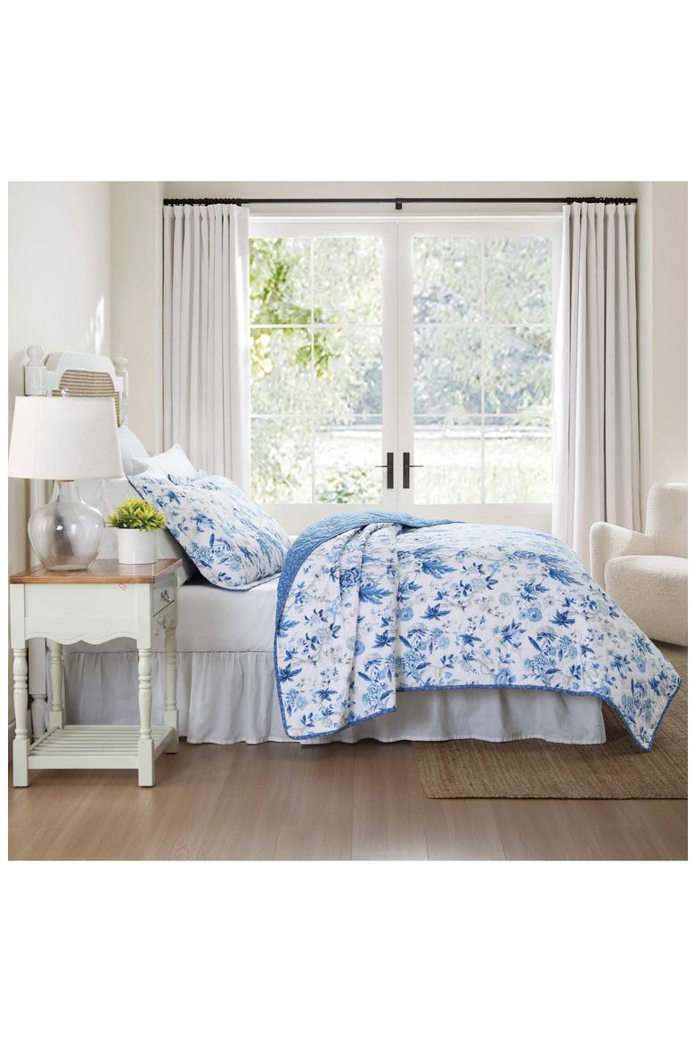 Cotton 3-Piece Comforter & Sham Quilt Set, Alternate, color, DELFT BLUE
