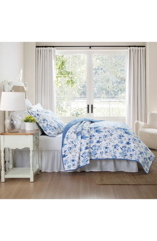Laura Ashley 3-piece Comforter & Sham Quilt Set In Delft Blue