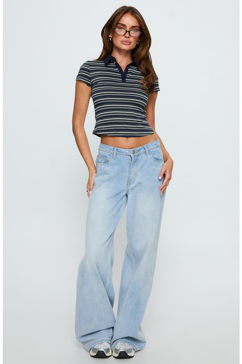 Sylvanna Stripe Cotton Blend Polo, Alternate, color, NAVY STRIPE