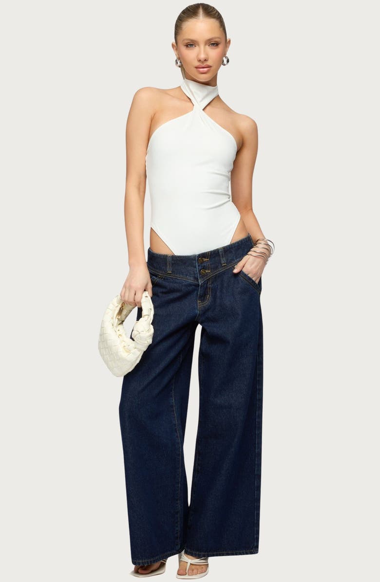 EDIKTED Jimana Halter Neck Bodysuit, Alternate, color, 