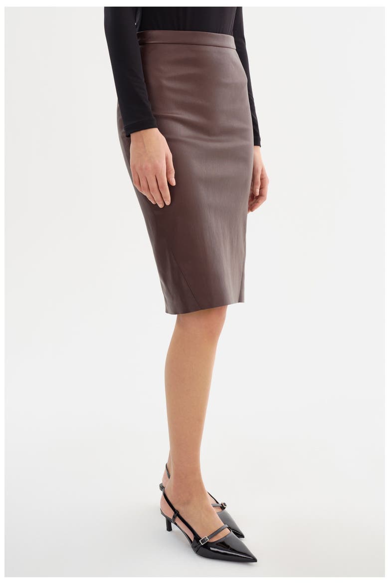 Avana | Leather Pencil Skirt, Alternate, color, Mahogany