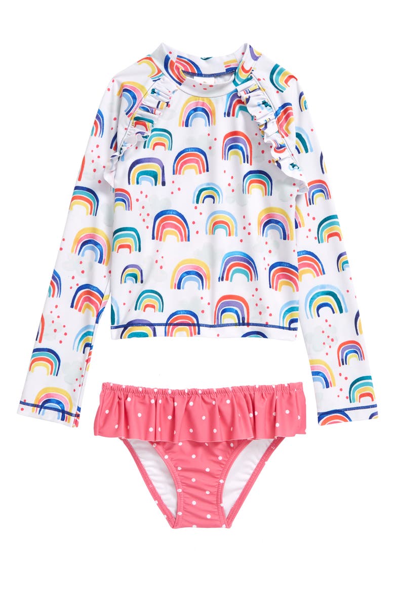 Tucker + Tate Graphic Ruffle Two-Piece Rashguard Swimsuit, Main, color,