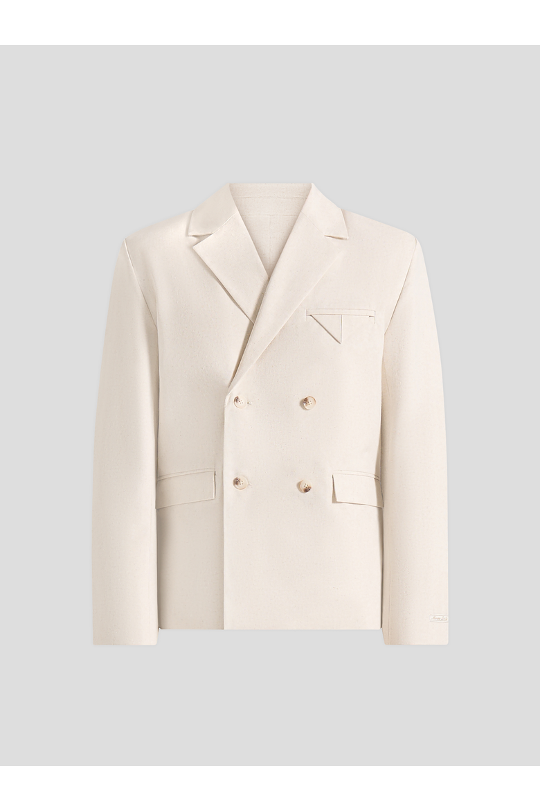 Didier Double Breasted Linen Suit Jacket, Alternate, color, Natural