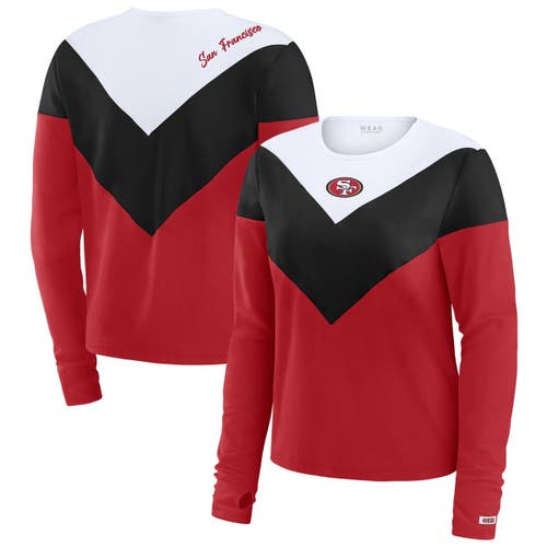 Wear By Erin Andrews Scarlet/black San Francisco 49ers Plus Size Chevron Tri-blend Long Sleeve T-shi In Red