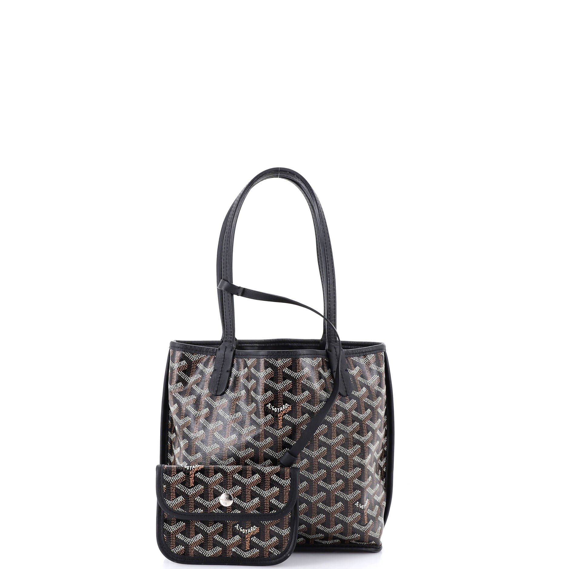 Pre-Owned Goyard Anjou Reversible Tote Coated Canvas Mini, Alternate, color, Black