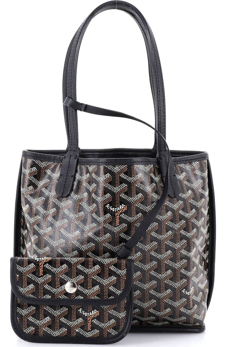 Pre-Owned Goyard Anjou Reversible Tote Coated Canvas Mini, Alternate, color, Black
