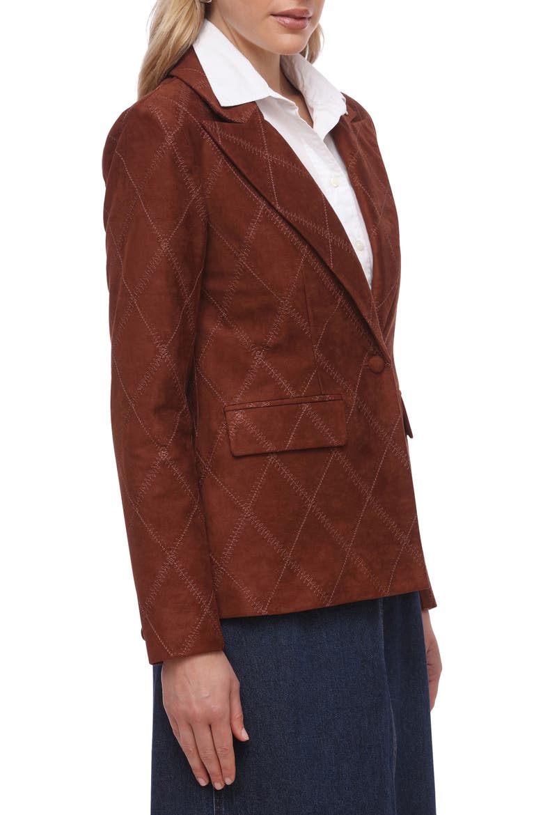 Faux Suede Blazer, Alternate, color, COGNAC
