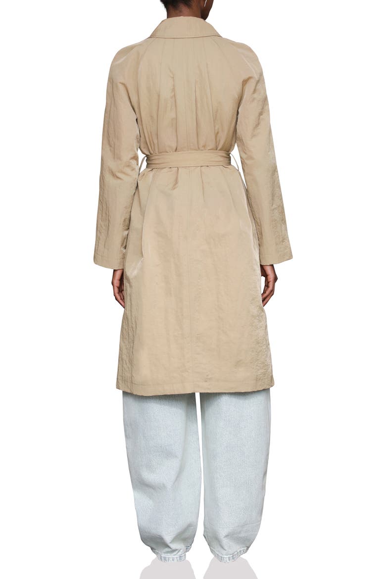 Nylon Pleated Rain Trench Coat, Alternate, color, FAWN