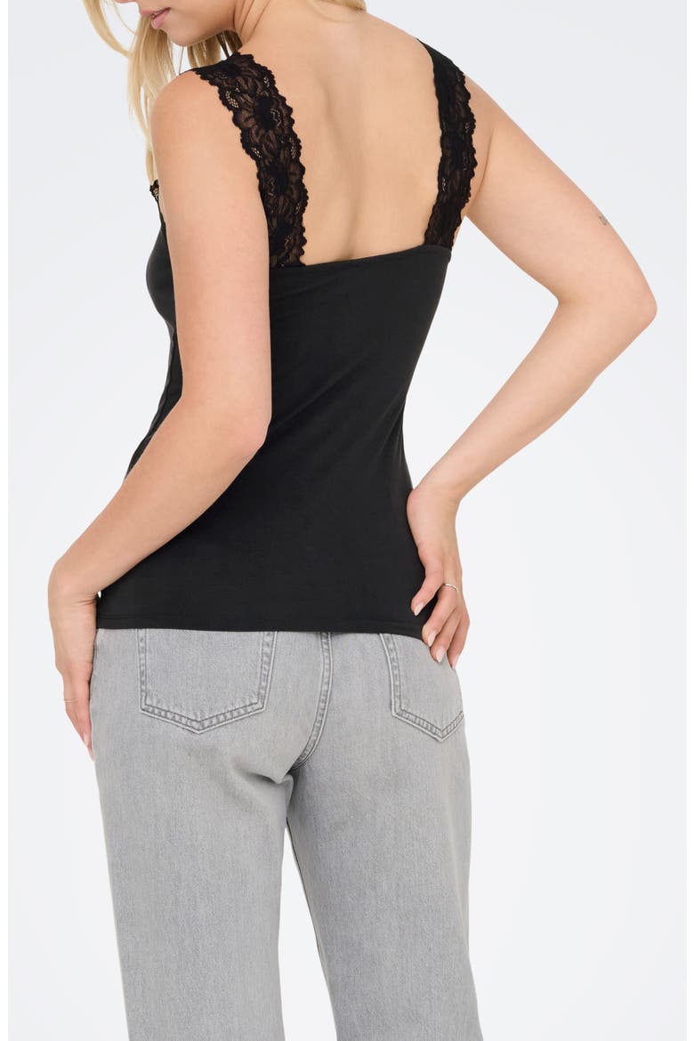 Free Lace Trim Sleeveless Top, Alternate, color, BLACK