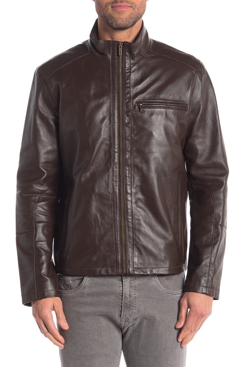 Classic Leather Moto Jacket, Alternate, color, JAVA
