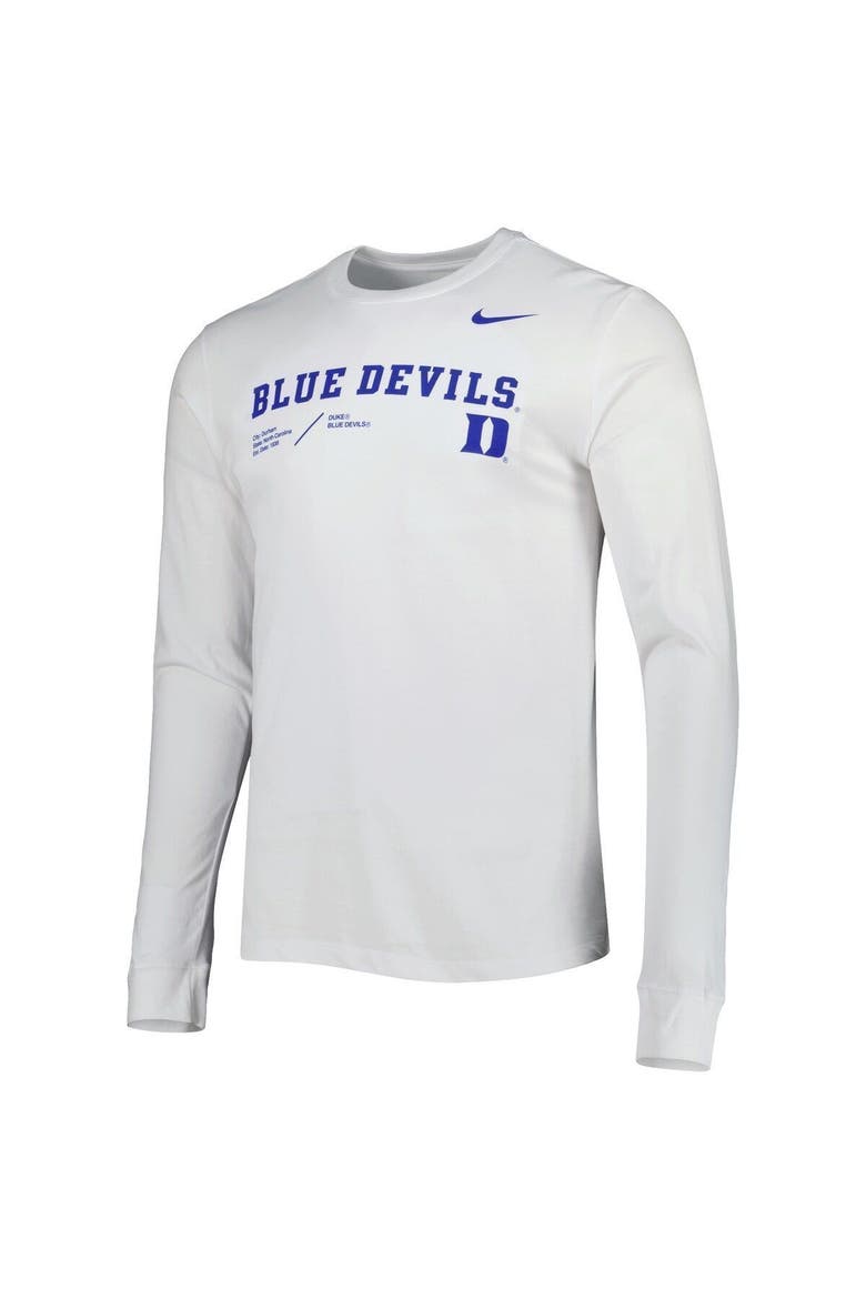 Men's Nike White Duke Blue Devils Team Practice Performance Long Sleeve T-Shirt, Alternate, color, White