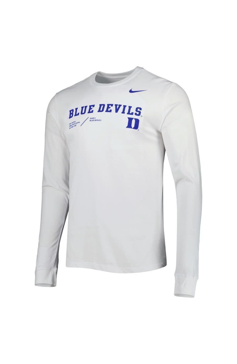 Nike Men's Nike White Duke Blue Devils Team Practice Performance Long Sleeve T-Shirt, Alternate, color, 