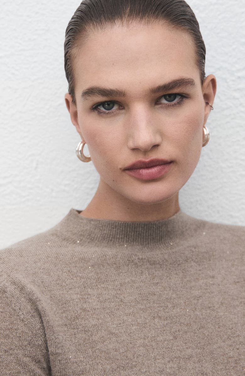 MANGO Metallic Mock Neck Sweater, Alternate, color, 