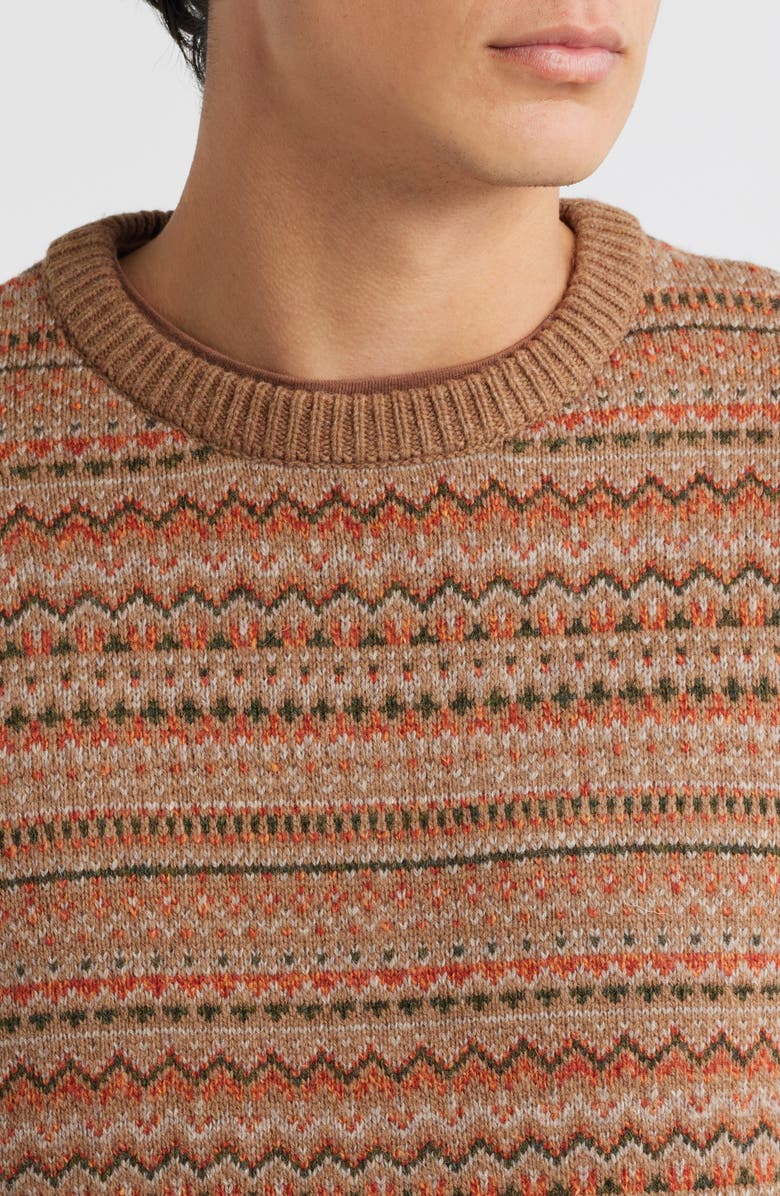 Schott NYC Fair Isle Wool Blend Sweater, Alternate, color, Camel