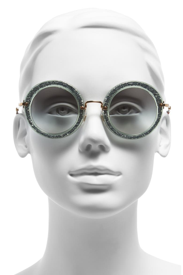 49mm Round Glitter Sunglasses, Alternate, color, GREEN