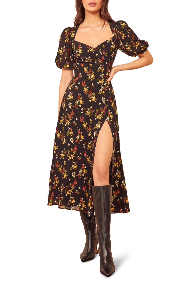 Reformation Wildflower Open Back Side Slit Dress, Main, color, 