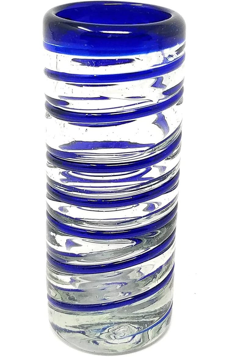 Spiral Tequila Shot Glasses - Set of 6, Alternate, color, Cobalt