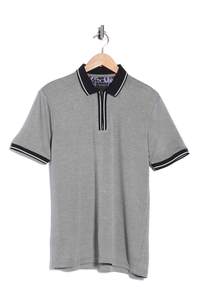 Contrast Trim Polo, Alternate, color, BLACK HEATHER
