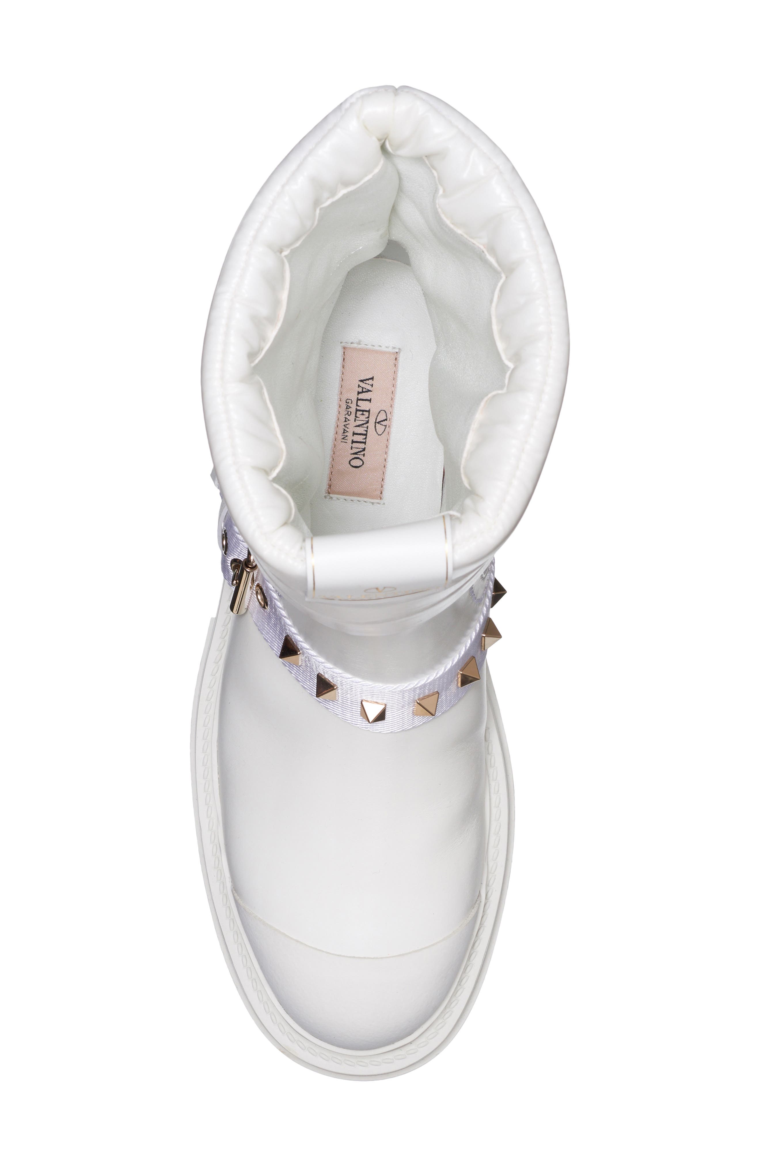 Rockstud Biker Boot, Alternate, color, WHITE