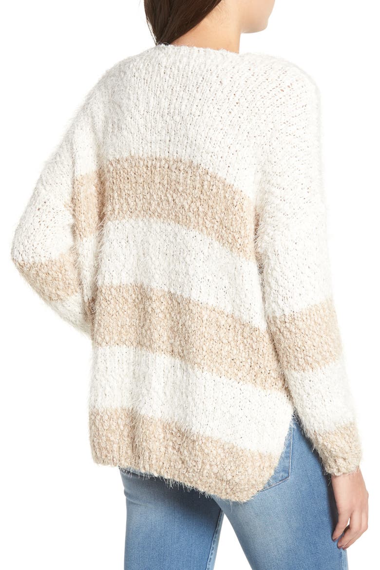 Eyelash Chenille Stripe Sweater, Alternate, color, IVORY/ TAN