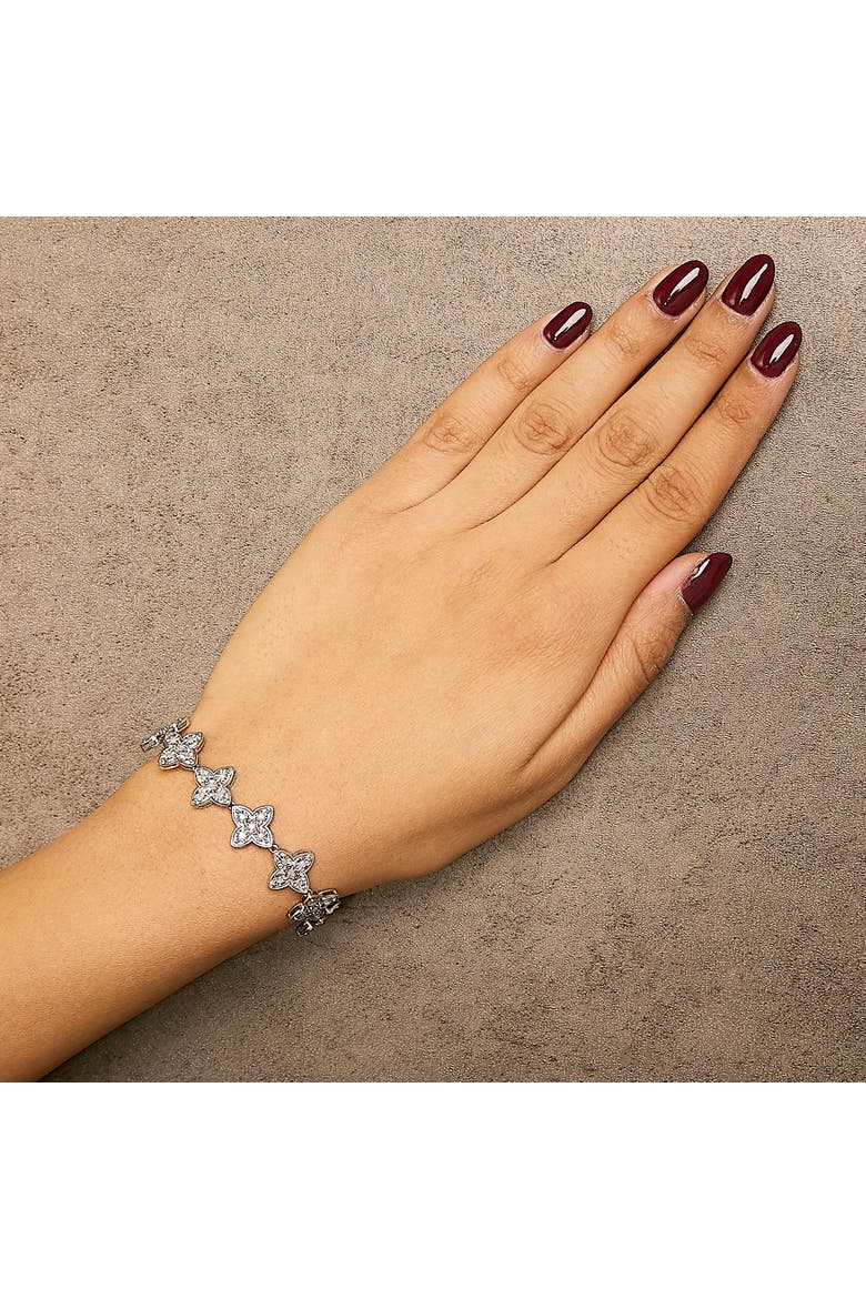 Silver 1.0 cttw Miracle-Set Diamond 4 Leaf Clover Link Bracelet, Alternate, color, White