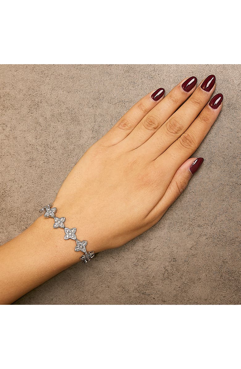 Haus of Brilliance Silver 1.0 cttw Miracle-Set Diamond 4 Leaf Clover Link Bracelet, Alternate, color, White