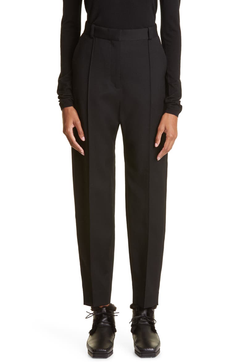 Pleated Wool Trousers, Main, color, BLACK
