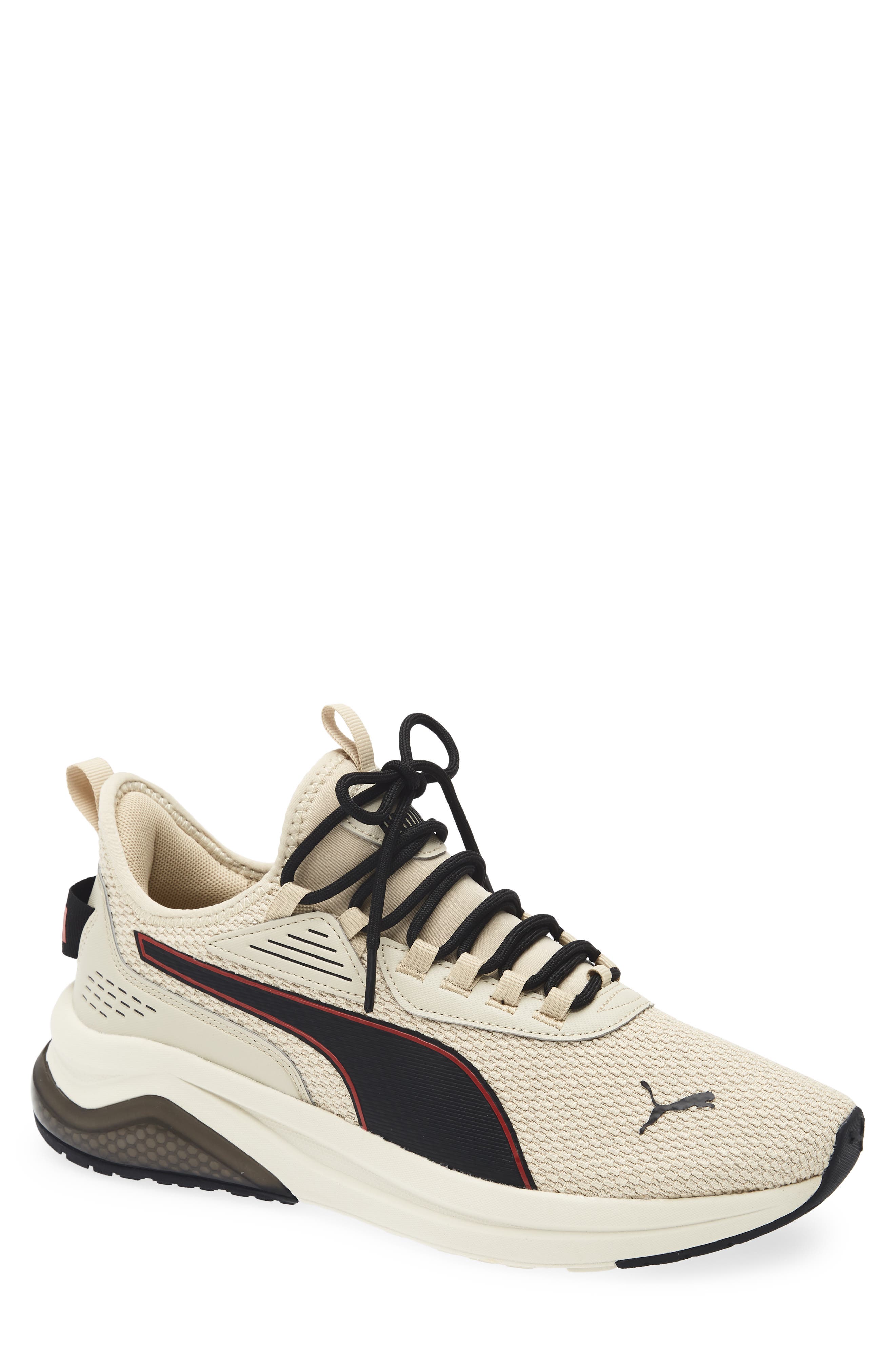 PUMA Amplifier Knit Sneaker, Main, color, Putty/ For All Time Red/ Black