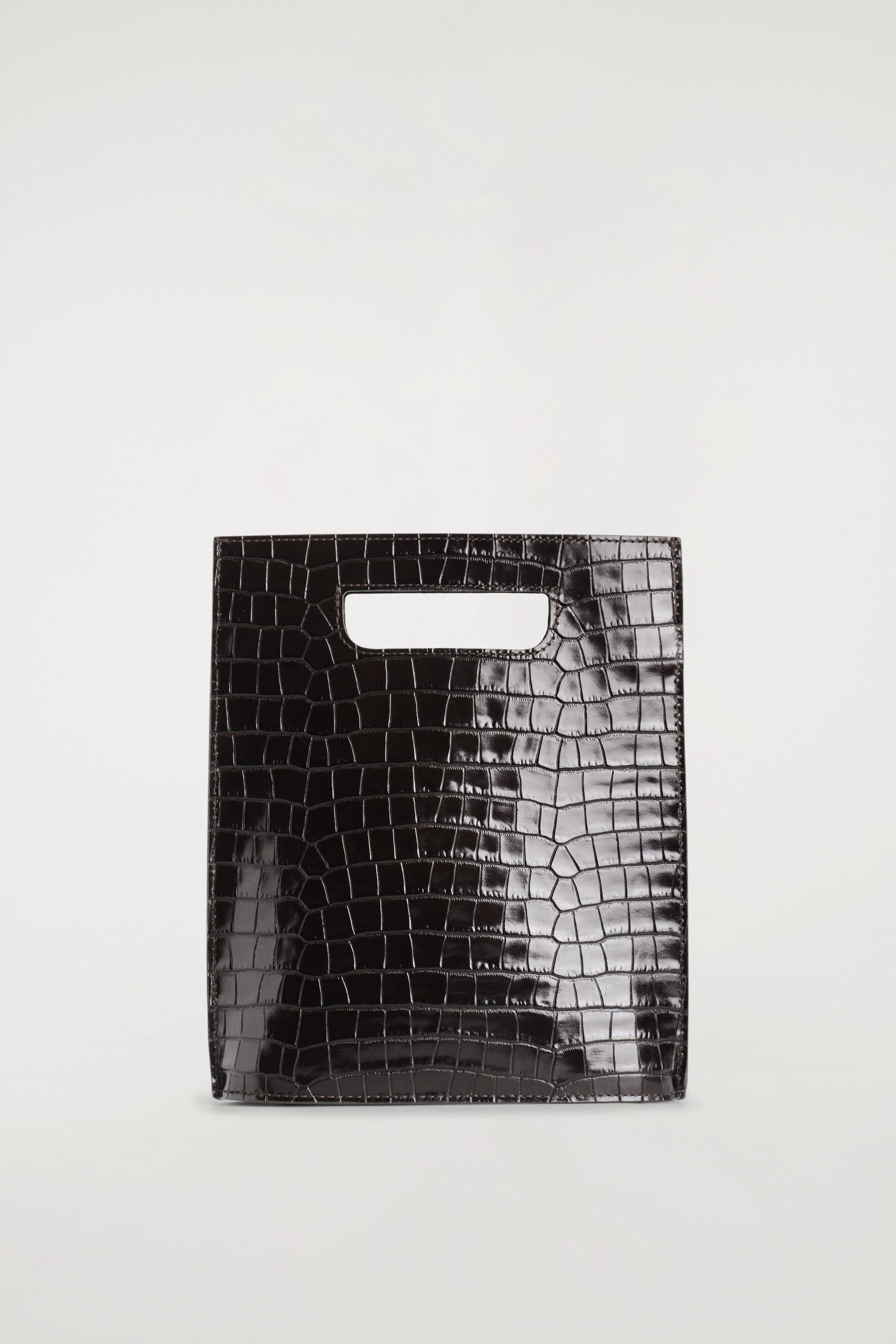 COS Folio Mini Bag - Croc-Effect Leather, Alternate, color, Brown