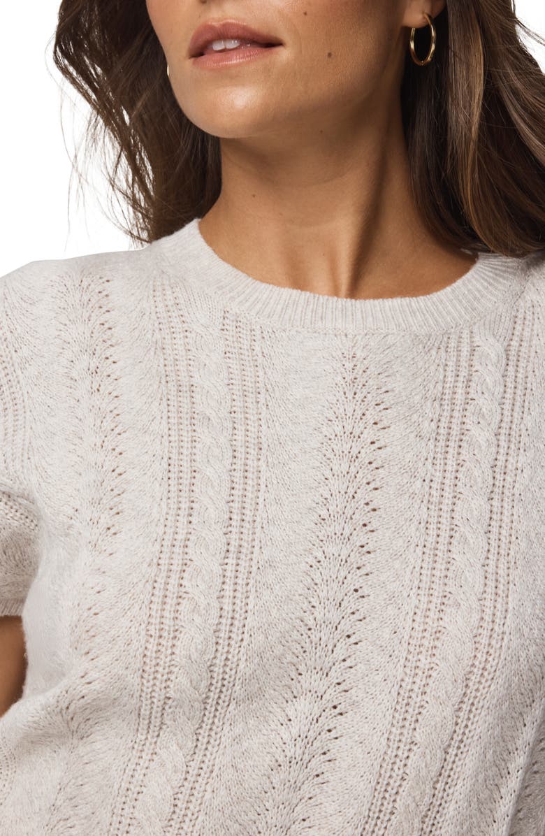 Splendid Raelynn Short Sleeve Pointelle Sweater, Alternate, color, Pale Oak Heather