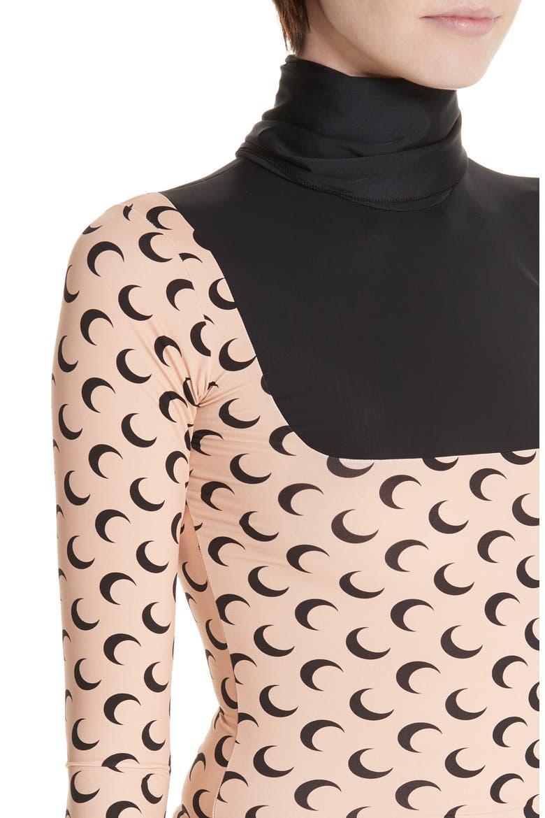 Moon Print Knit Top, Alternate, color, BLACK/ ALL OVER MOON TAN