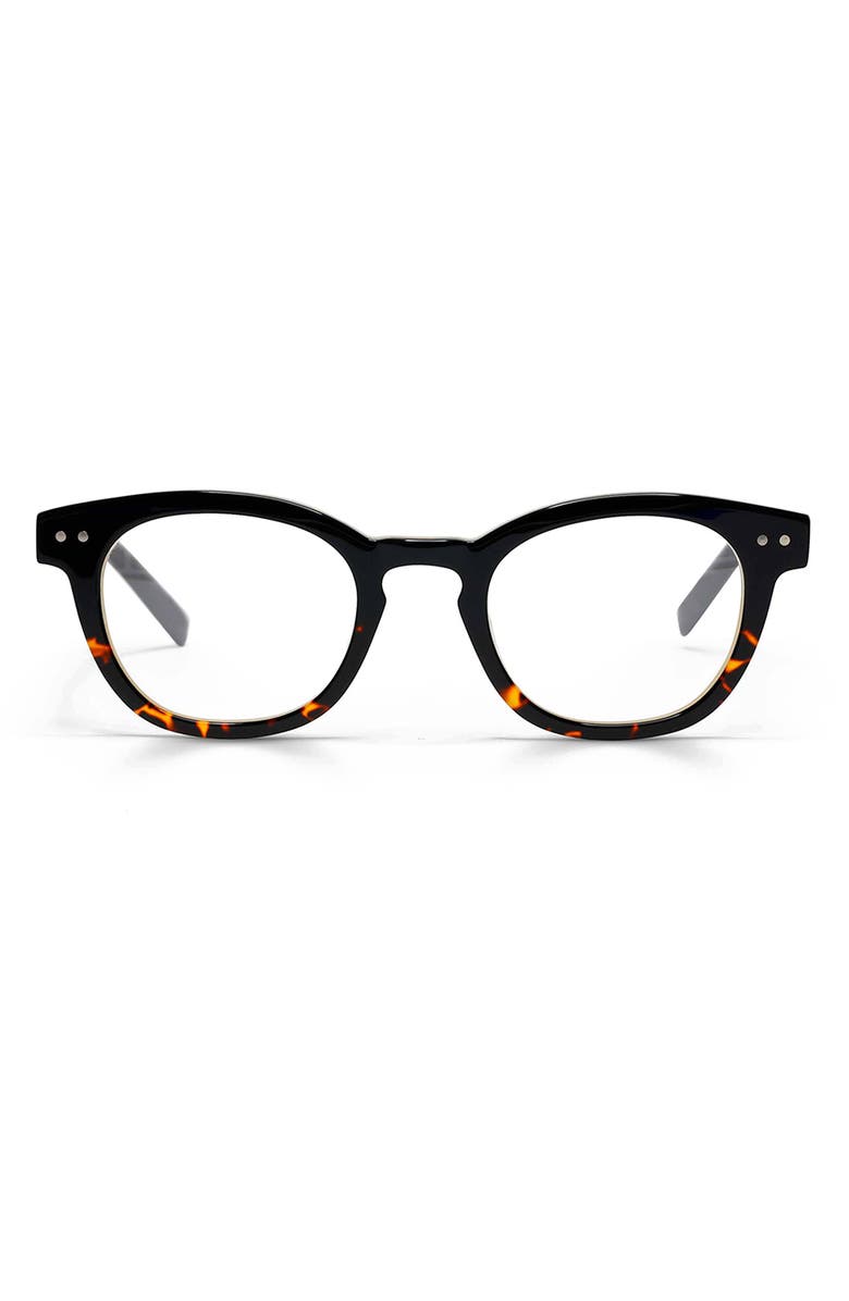 eyebobs Waylaid 45mm Round Reading Glasses, Main, color, Black Demi/ Black/ Clear