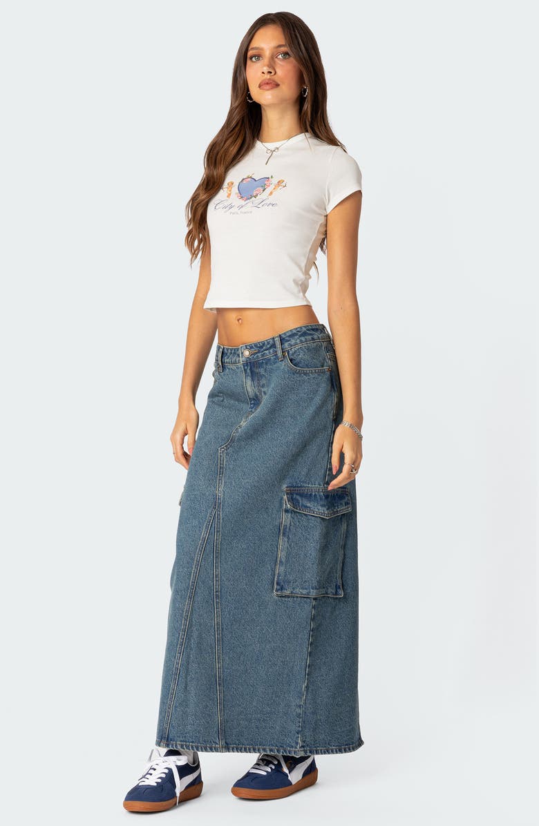 EDIKTED City Lovers Crop Babydoll T-Shirt, Alternate, color, White