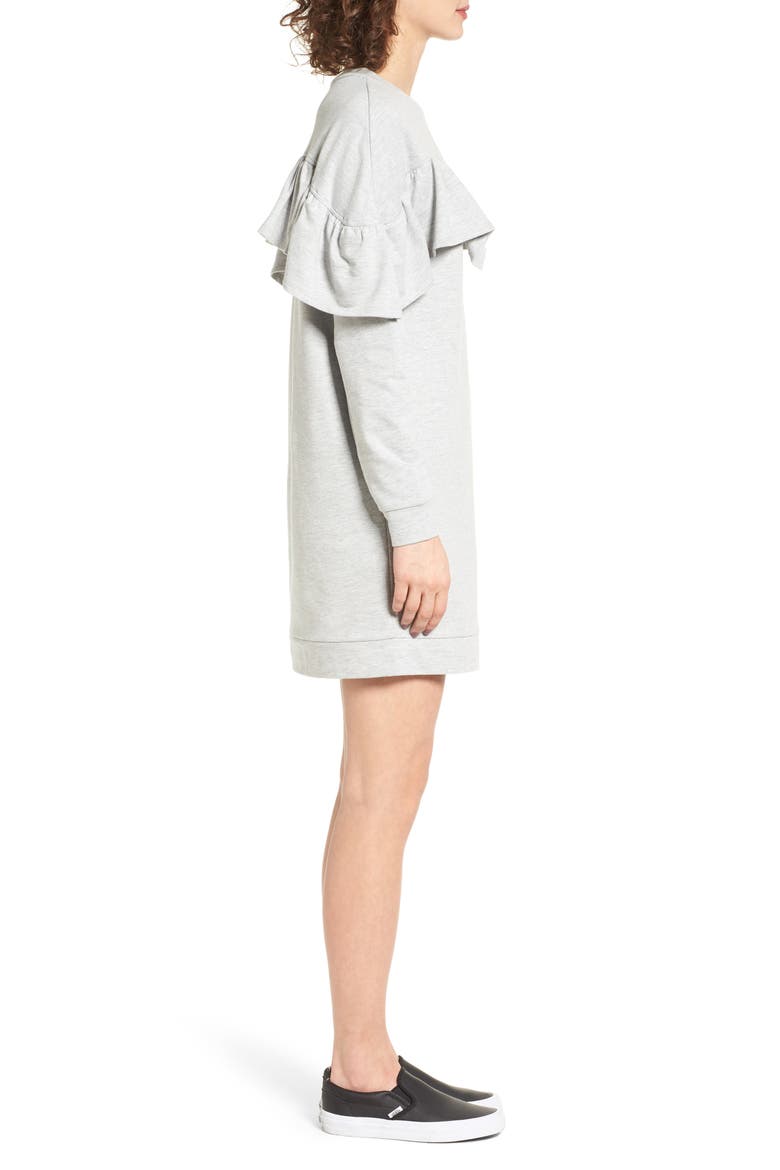 Ruffle Sweatshirt Dress, Alternate, color, HEATHER GRAY