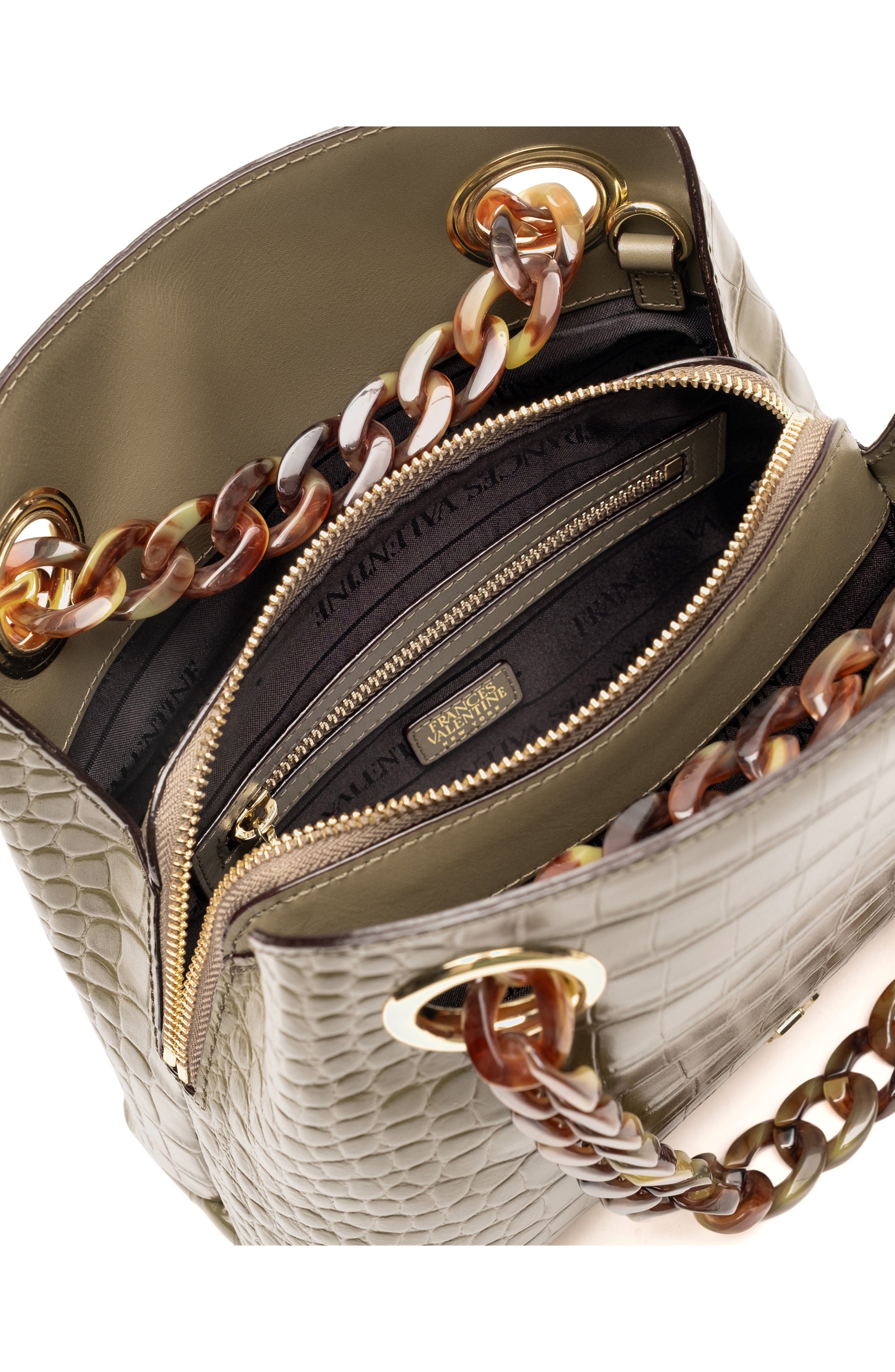 Skip Croc Embossed Leather Tote, Alternate, color, OLIVE