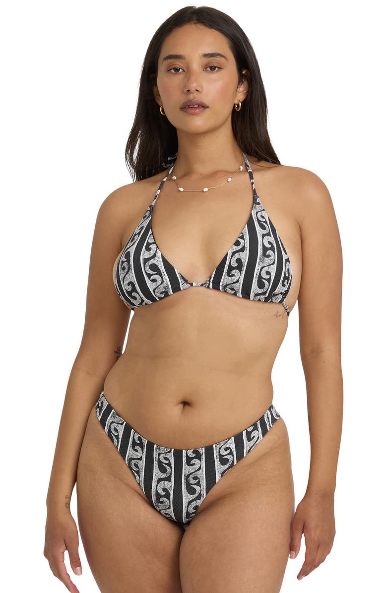 Billabong Wave Watcher Tanga Bikini Bottoms, Alternate, color, Black White