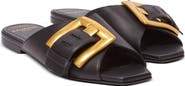 Balmain Anthem flat calfskin leather sandals