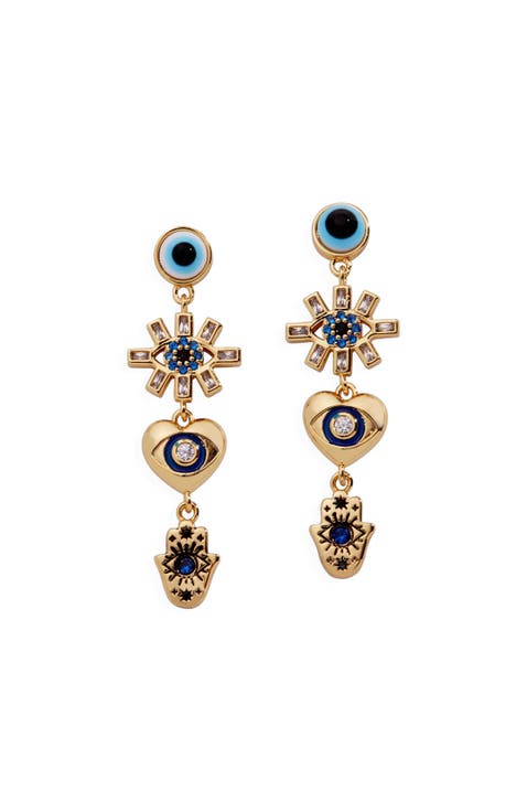 Evil Eye Linear Earring
