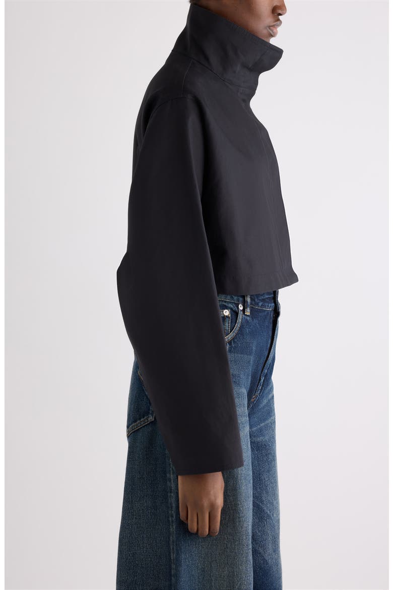 Crop Cotton & Silk Jacket, Alternate, color, NOIR/ NOIR
