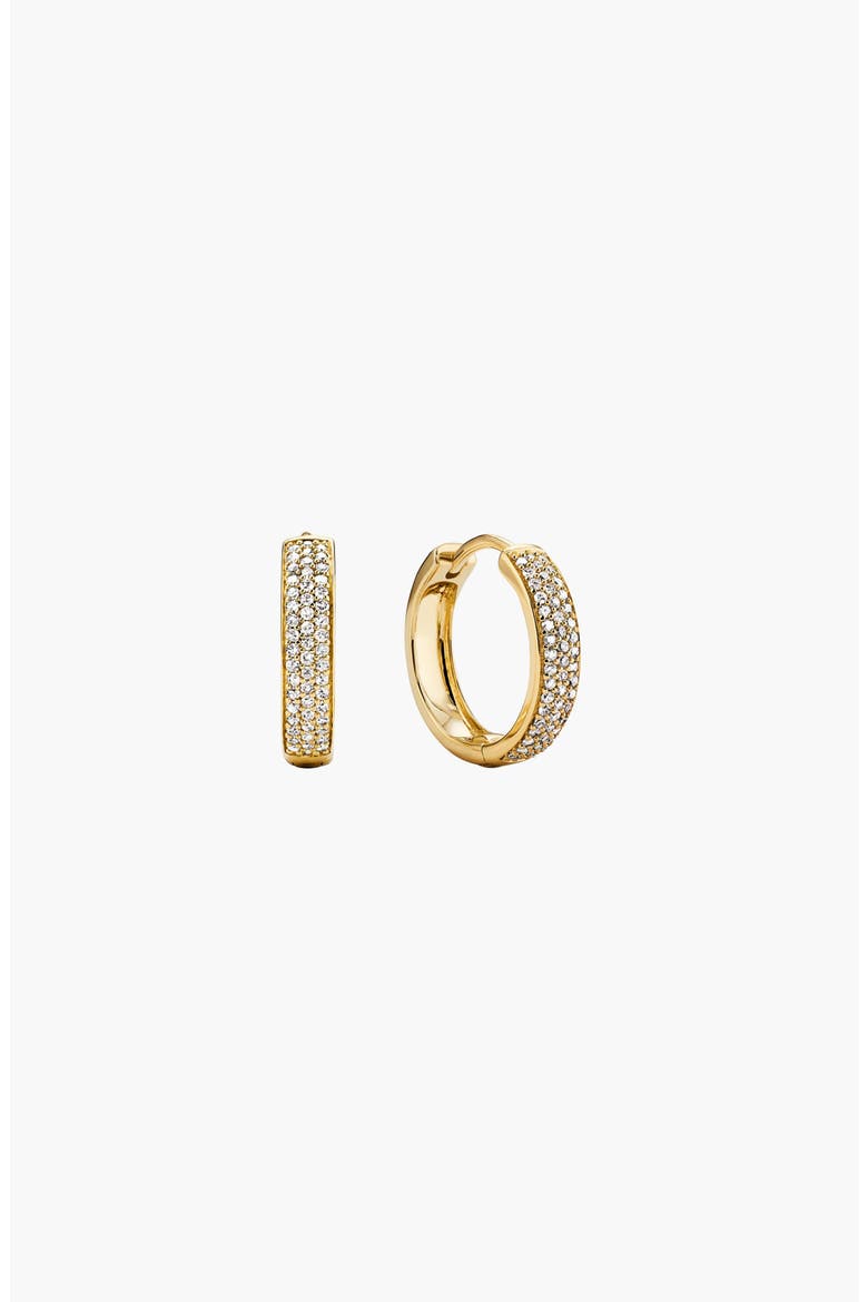 Bold Pavé Diamond Small Hoops, Main, color, Yellow Gold