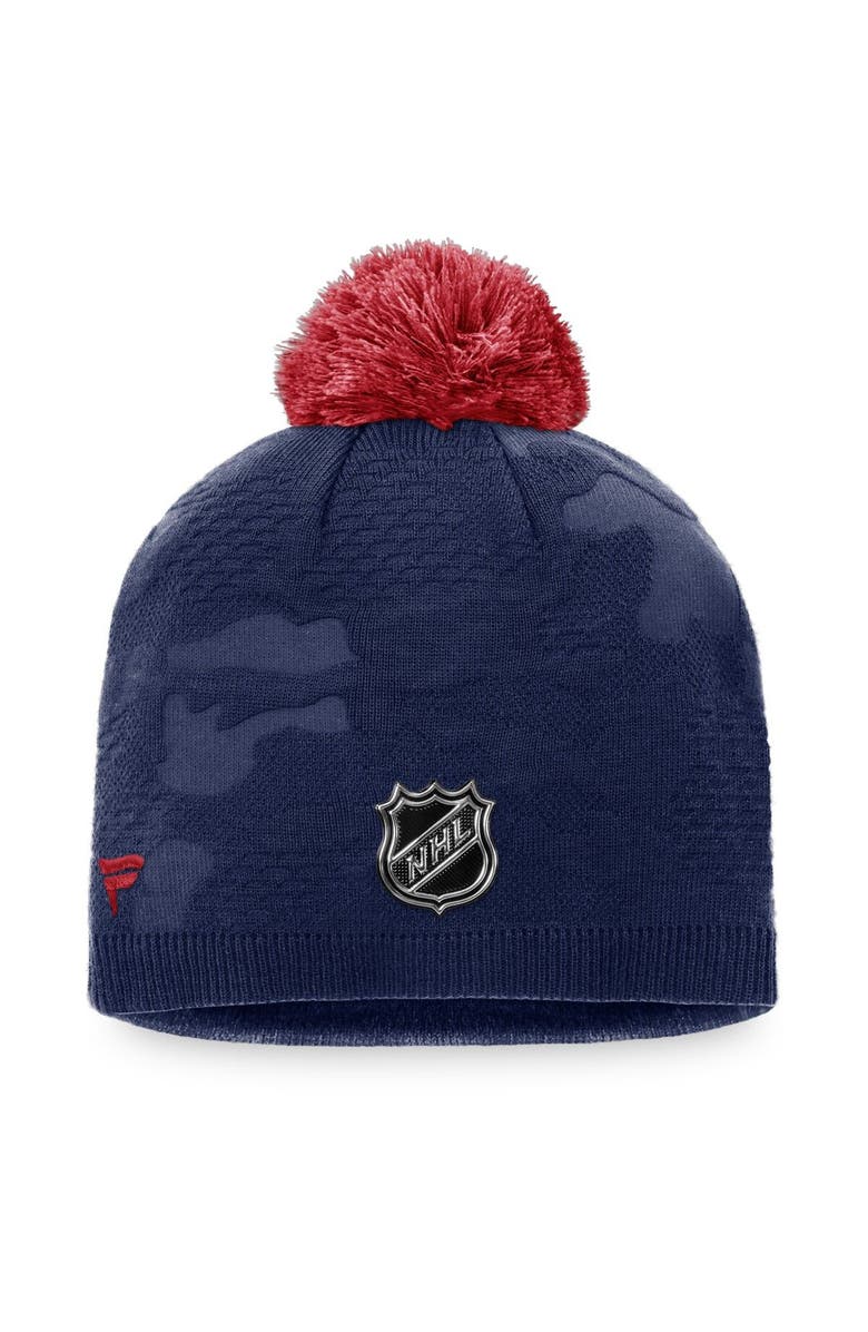 FANATICS Women's Fanatics Branded Navy/Red Columbus Blue Jackets Authentic Pro Team Locker Room Beanie with Pom, Alternate, color, 