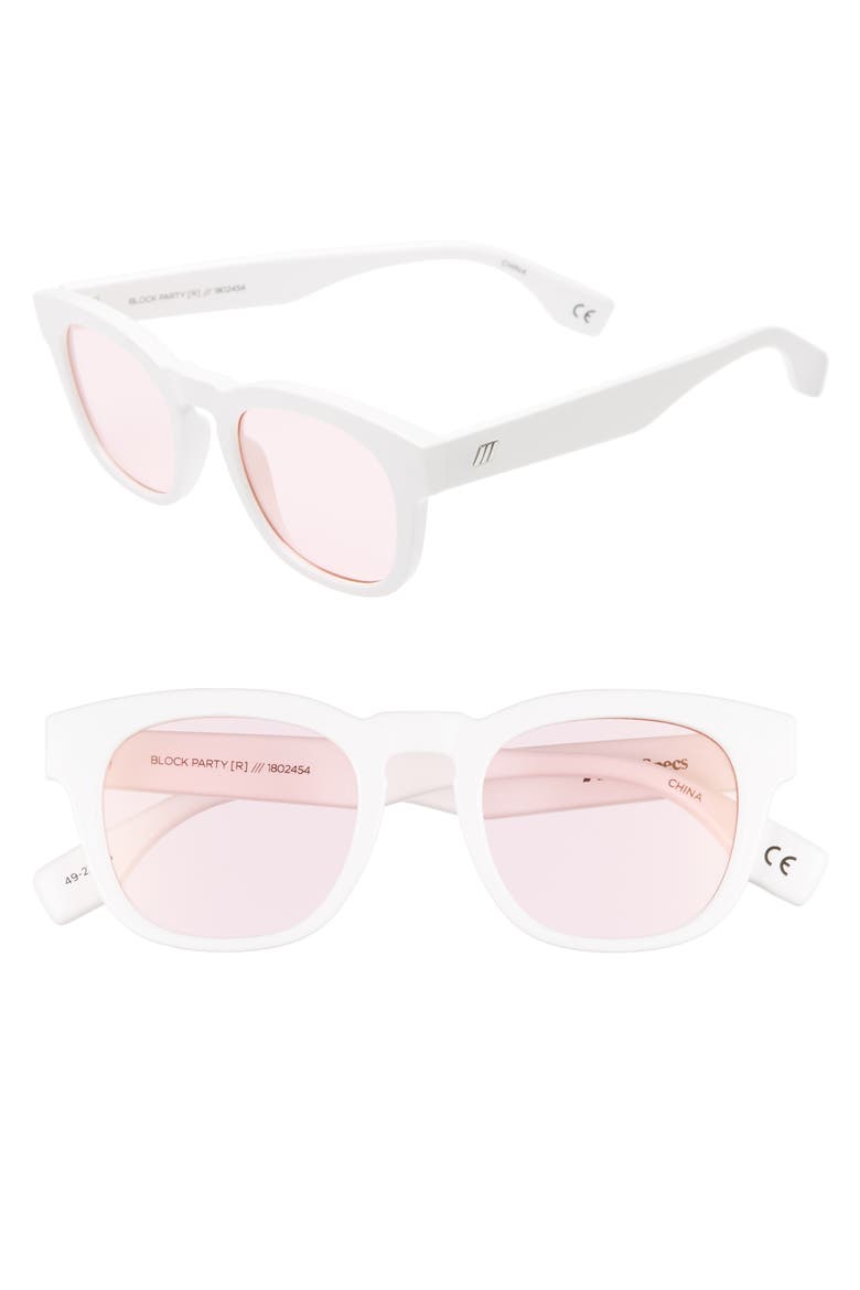 Block Party 49mm Round Sunglasses, Main, color, OPTIC WHITE