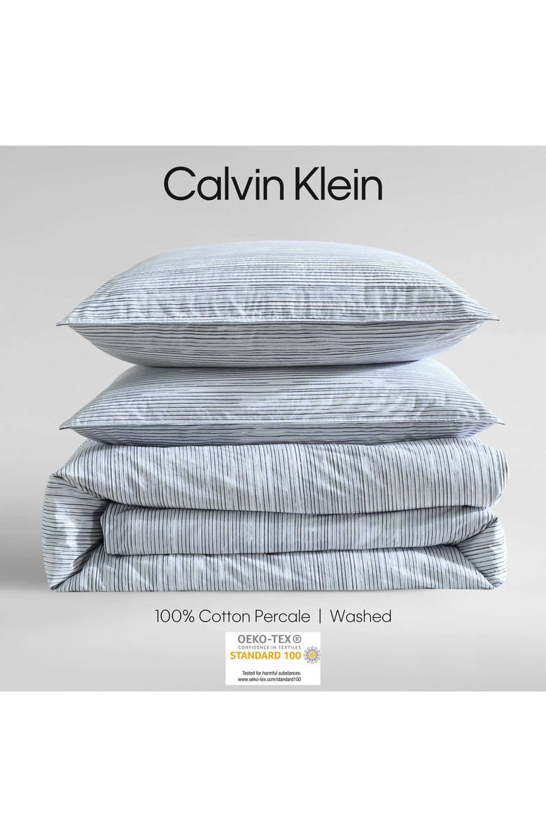 Calvin Klein Wavy Stripe Washed Percale Comforter & Sham Set, Alternate, color, Light Blue