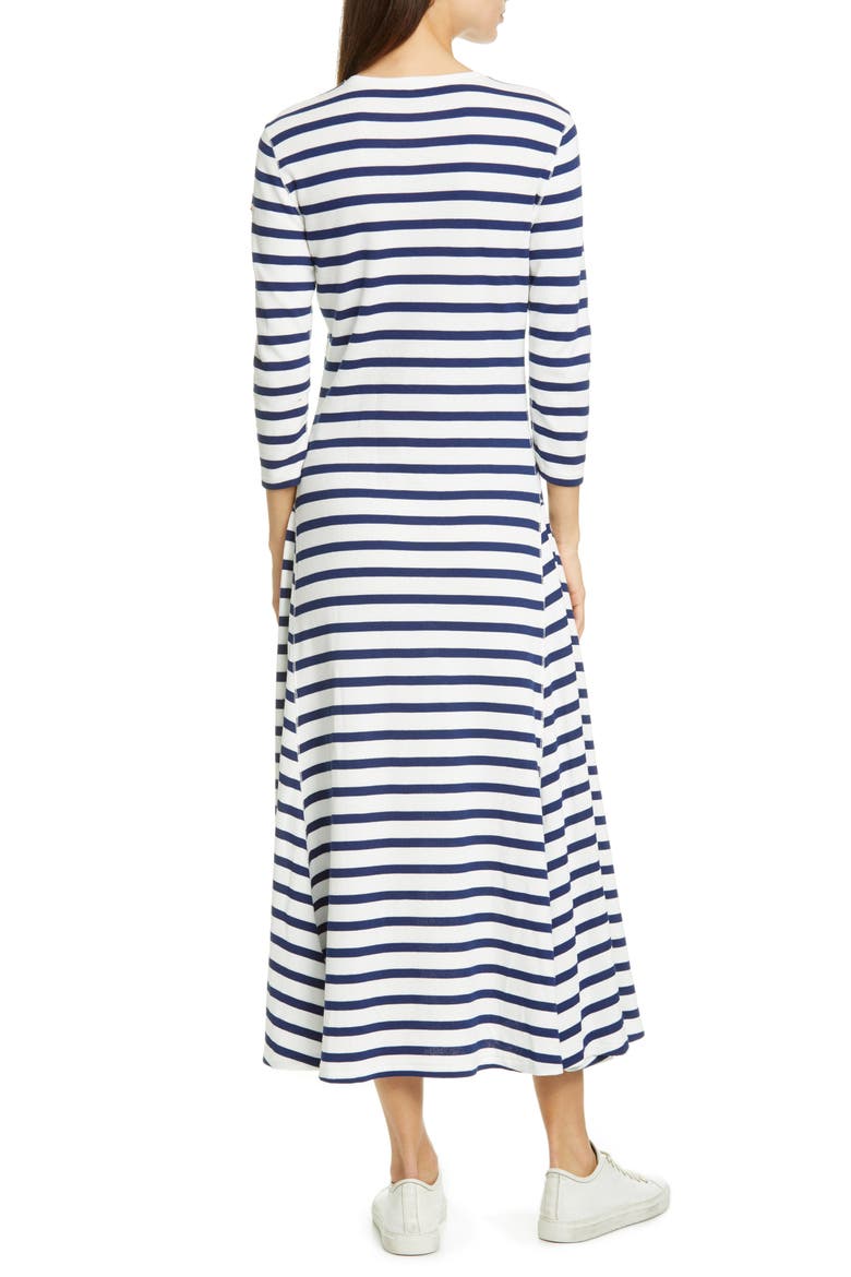 Stripe Waffle Knit Cotton Blend Dress, Alternate, color, NEVIS / HOLIDAY NAVY