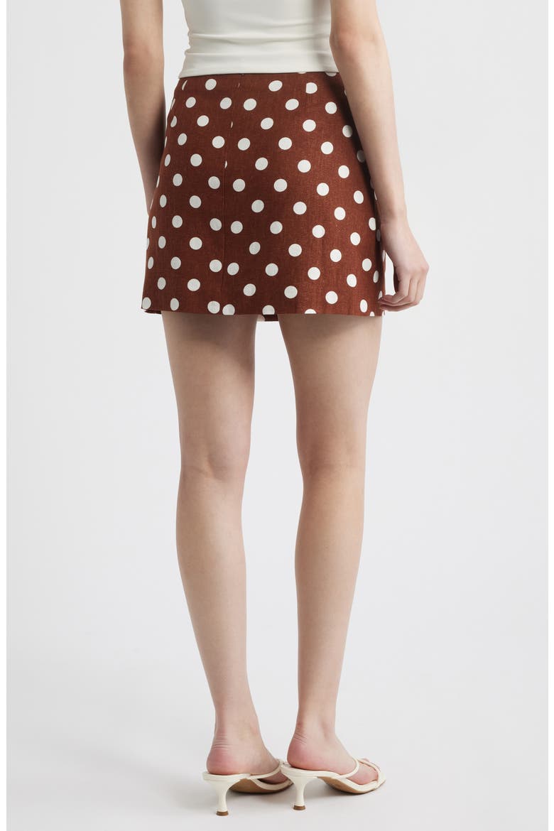 Elle Polka Dot Linen Blend Miniskirt, Alternate, color, REDWOOD POLKA DOT