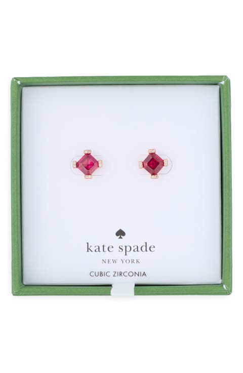 asscher cut crystal stud earrings