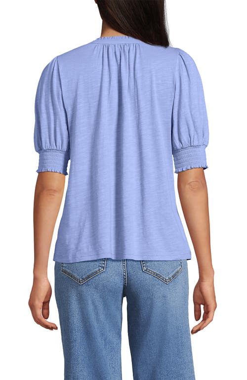 LANDS' END LANDS' END BUTTON PINTUCK PUFF SLEEVE TOP 