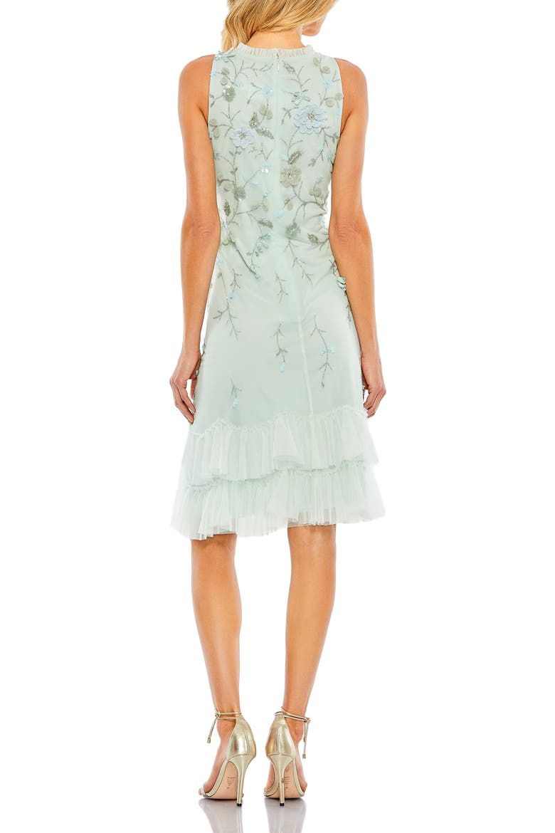 Embellished Ruffle Tiered High Neck Floral Dress, Alternate, color, Seafoam