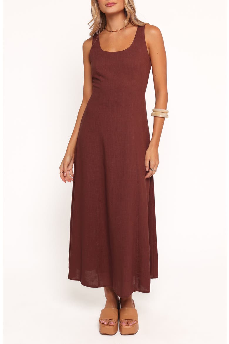 Tatum Sleeveless Linen Blend Maxi Dress, Main, color, CHOCOLATE
