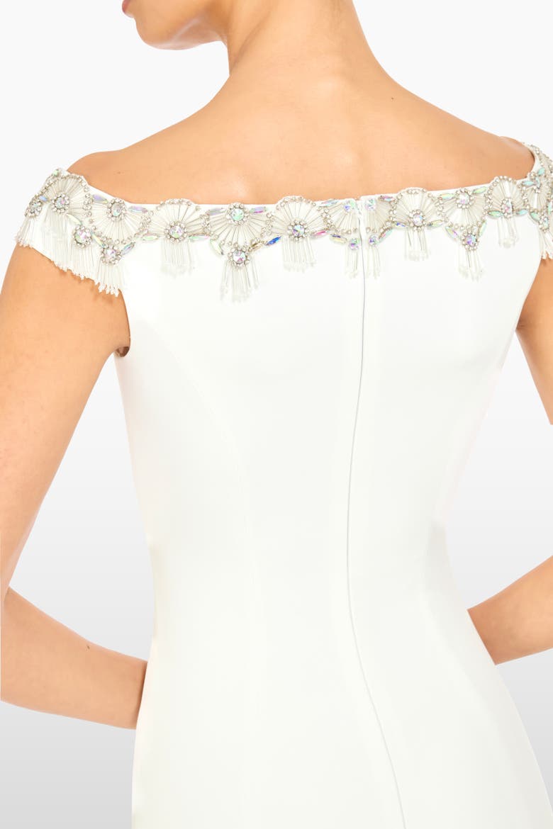 Valorie Beaded Off-Shoulder Midi Dress, Alternate, color, Vanilla